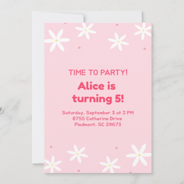Plantilla de invitación para fiesta rosa linda par (Anverso)