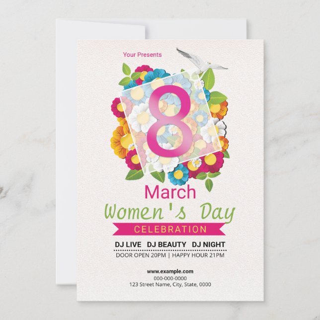 Plantilla de invitación para fiestas en el día de  (Anverso)
