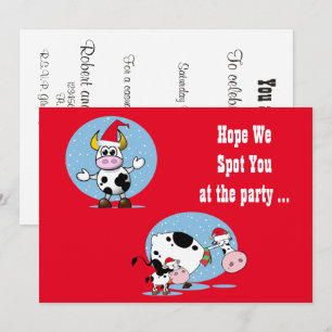 Plantilla de invitación para vacas navidades con s