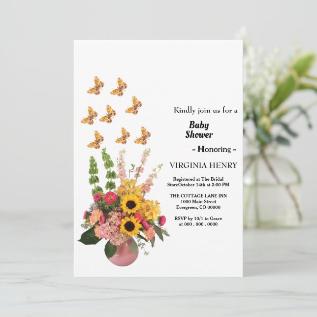Plantilla de Invitación Personalizada para Baby Sh (Anverso de pie)