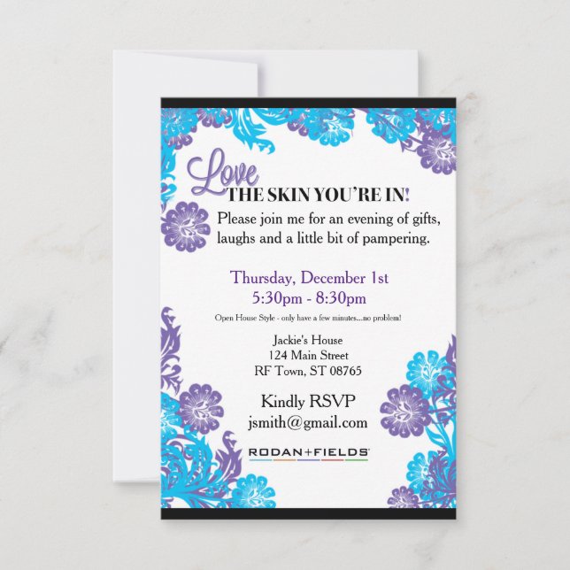 Plantilla de invitación Rodan + Fields (Anverso)