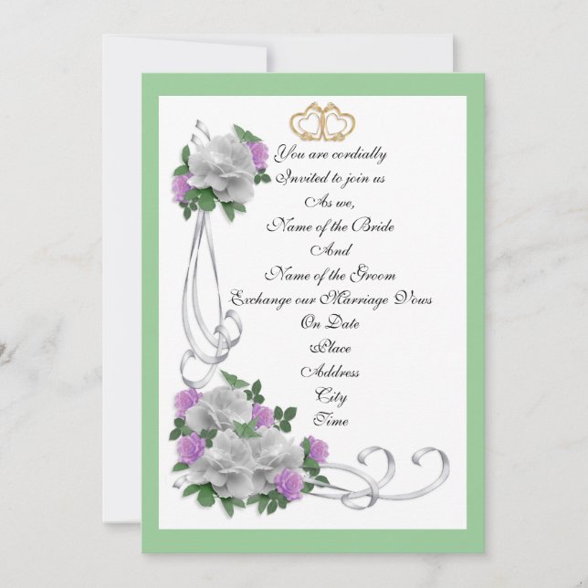 Plantilla de invitación rosas blancas elegantes (Anverso)