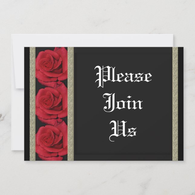 Plantilla de invitación - rosas rojas de personali (Anverso)