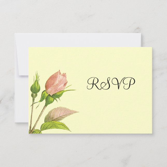 Plantilla de invitación RSVP Rosa Rosebud (Anverso)