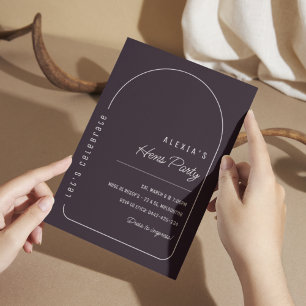 Plantilla de invitación simple Boho Black Hens Par