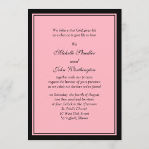 Plantilla de invitación simple de matrimonio rosad