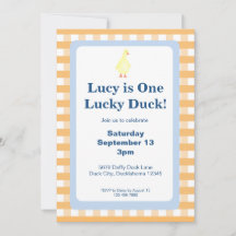 Plantilla de Invitación Un Pato Afortunado (Naranj