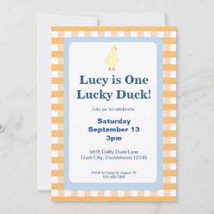 Plantilla de Invitación Un Pato Afortunado (Naranj