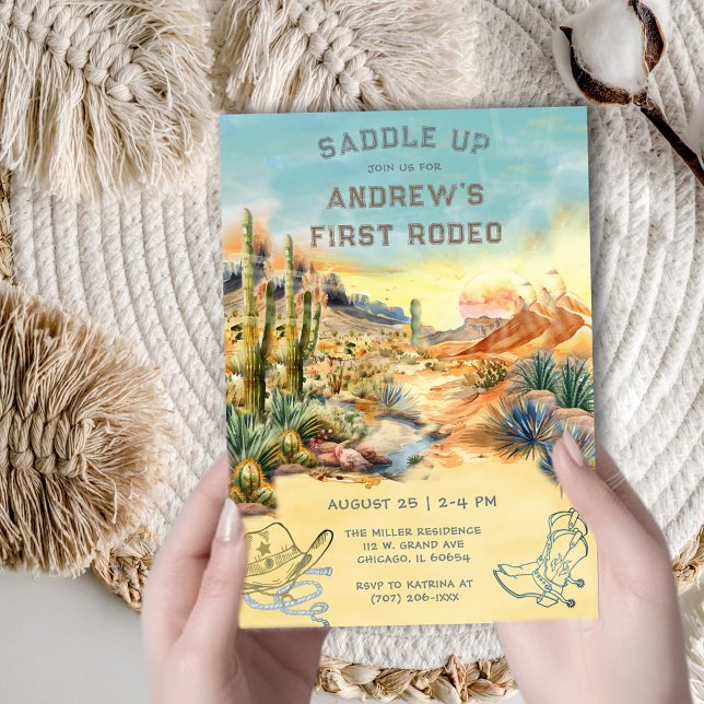 Plantilla de Invitación Vintage Primer Rodeo (Subido por el creador)