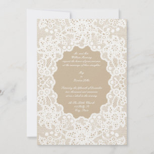 Plantilla de invitaciones a bodas de encaje blanco