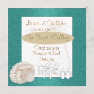 Plantilla de invitaciones a bodas de playa de dest