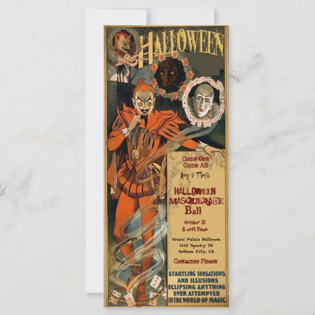 Plantilla de invitaciones a la mascarada de Hallow (Anverso)