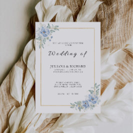 Plantilla de invitaciones de boda azul