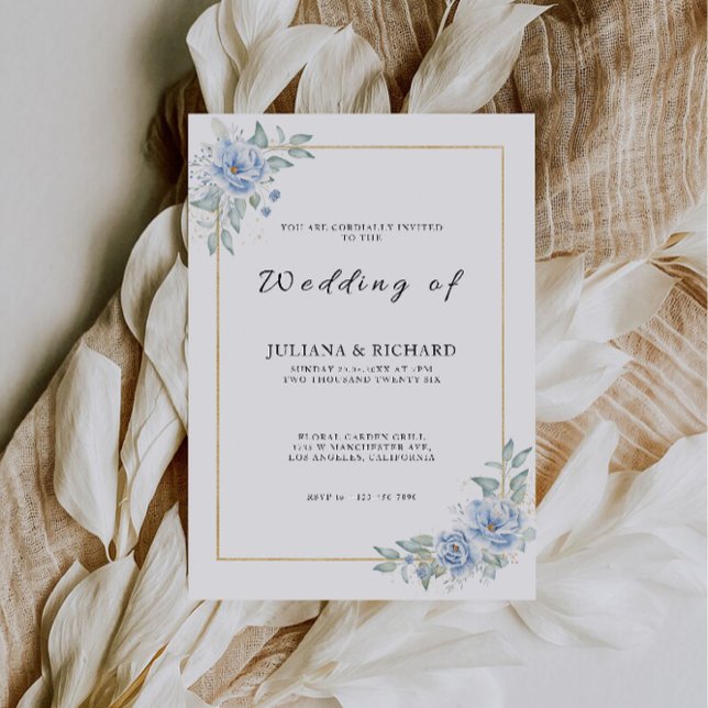 Plantilla de invitaciones de boda azul (Blue Wedding Invites Template)