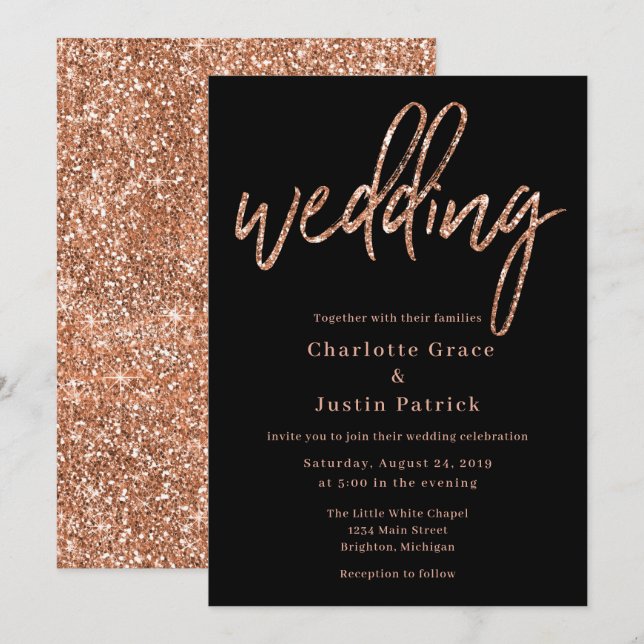 Plantilla de invitaciones de boda de Purpurina de  (Anverso / Reverso)