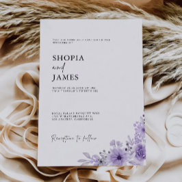 Plantilla de invitaciones de boda púrpura