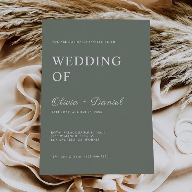 Plantilla de invitaciones de bodas verdes de sabio (Sage Green Wedding Invites Template)