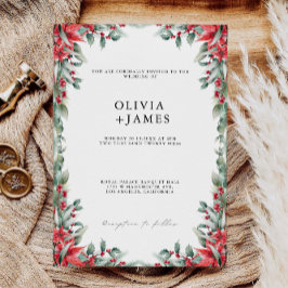 Plantilla de invitaciones de matrimonio de navidad
