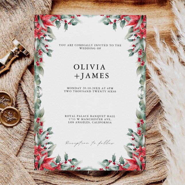 Plantilla de invitaciones de matrimonio de navidad (Christmas Wedding Invites Template)