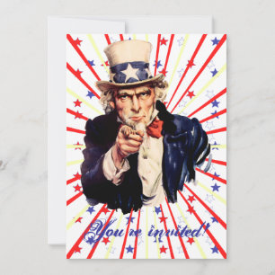 Plantilla de invitaciones de terceros del 4 de jul