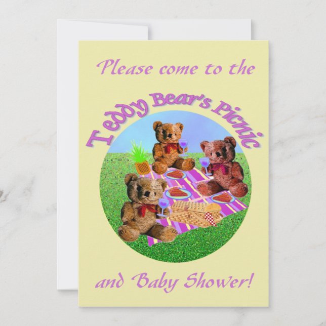 Plantilla de invitaciones para picnic de Teddy Bea (Anverso)