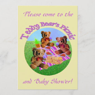 Plantilla de invitaciones para picnic de Teddy Bea