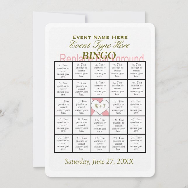 Plantilla de Juego de Bingo (Anverso)