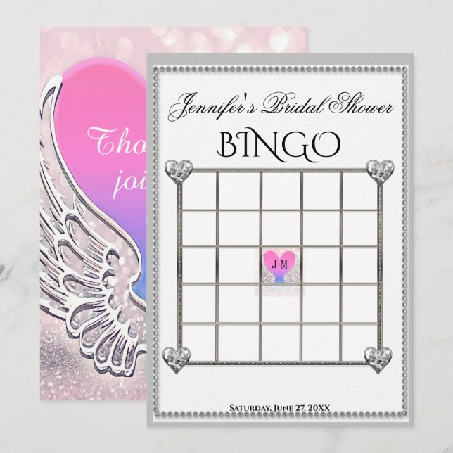 Plantilla de juego de bingo de ducha de novia (Anverso / Reverso)
