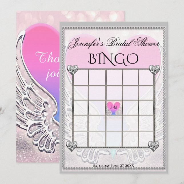 Plantilla de juego de bingo de ducha de novia (Anverso / Reverso)