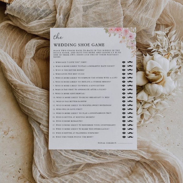 Plantilla de juego de zapatos de Boda Rosa, (Rose Wedding Shoe Game Template, Invitation)