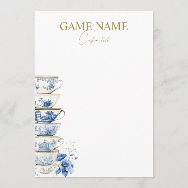 Plantilla de juego para fiesta de té de boda Showe (Anverso)