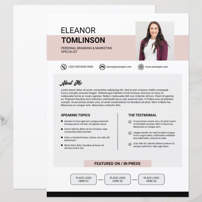 Plantilla de Kit de Prensa de Medios (Anverso / Reverso)