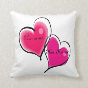 Plantilla de la almohada de dos corazones