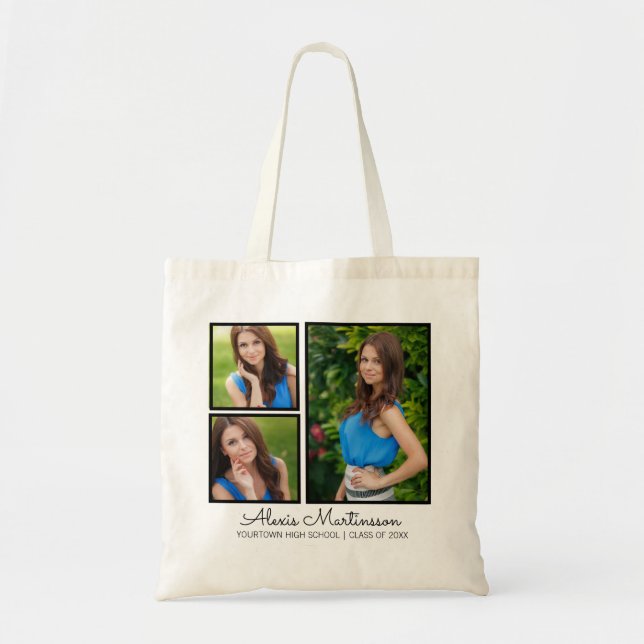 Plantilla de la bolsa de tres graduaciones de foto (Frente)