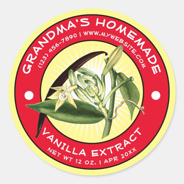 Plantilla de la etiqueta de extracción de vainilla (Anverso)