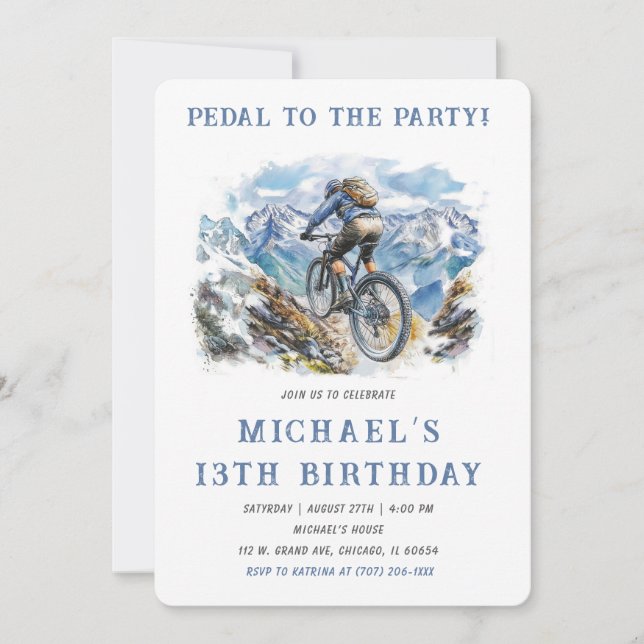 Plantilla de la fiesta de cumpleaños de la bicicle (Anverso)