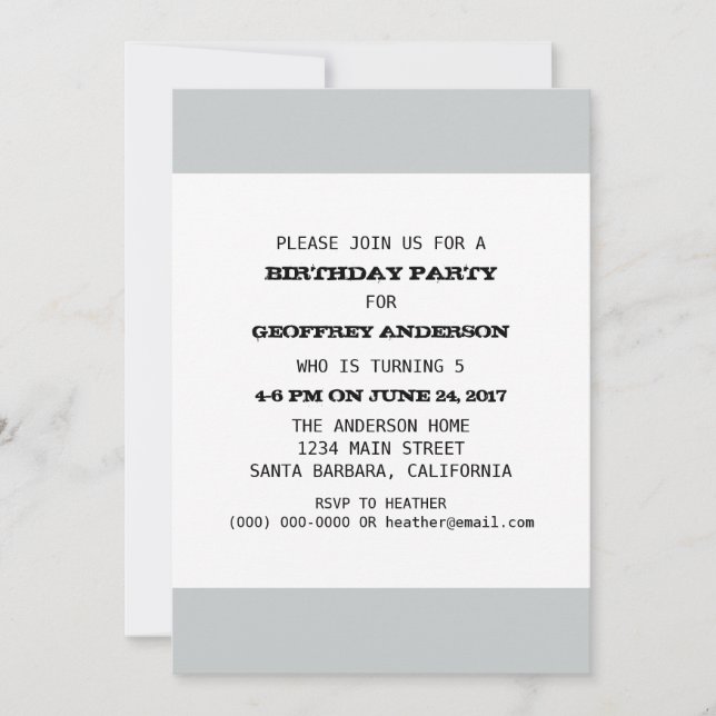 Plantilla de la fiesta de cumpleaños del niño (Anverso)