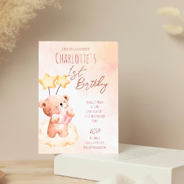 Plantilla de la fiesta de cumpleaños del oso dulce