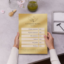 Plantilla de la lista de precios del Salón de Bell