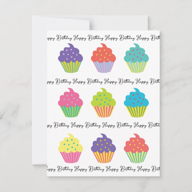 Plantilla de la tarjeta de cumpleaños Cupcake (Anverso)