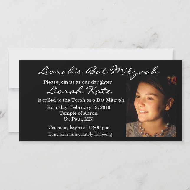 Plantilla de la tarjeta de fotos Bat Mitzvah (Anverso)