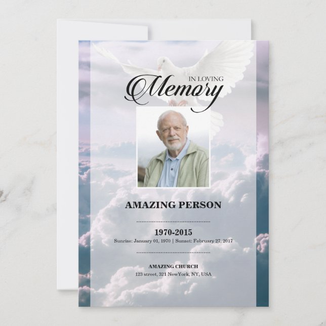 Plantilla de la tarjeta de oración funeraria Sky a (Anverso)