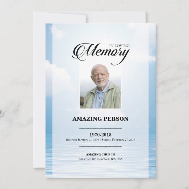 Plantilla de la tarjeta de oraciones de los funera (Anverso)