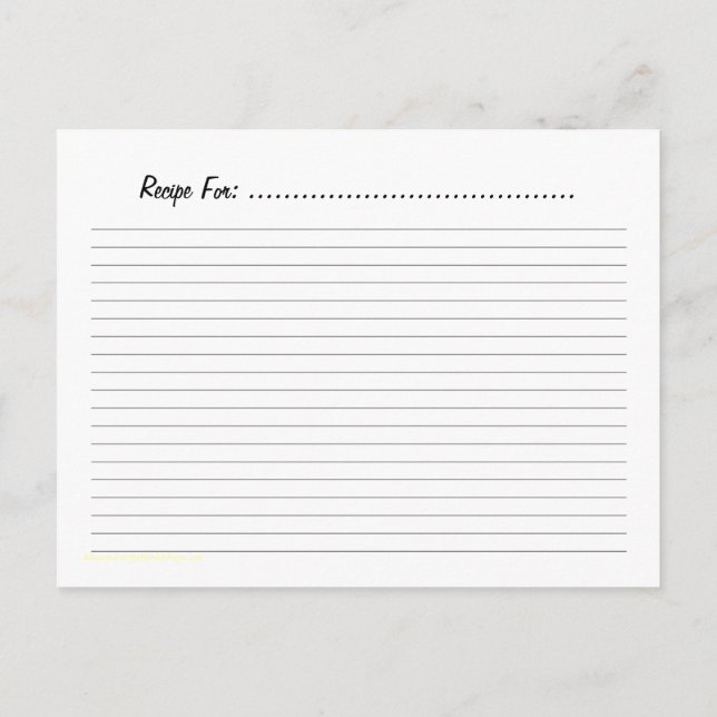Plantilla de la tarjeta de receta amarilla (Reverso)