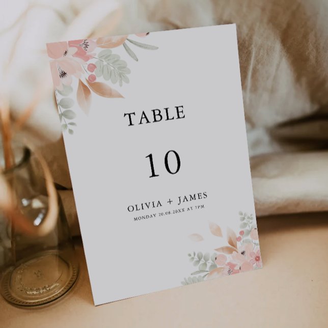 Plantilla de la tarjeta de tabla Boda de flores si (Wildflower Wedding table card Template)
