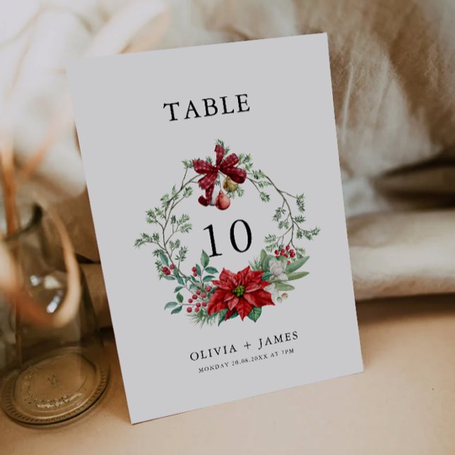 Plantilla de la tarjeta de tabla Boda de navidades (Christmas Wedding table card Template)
