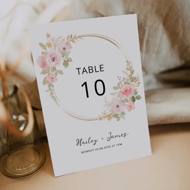 Plantilla de la tarjeta de tabla del Boda Rosa (Rose Wedding table card Template)