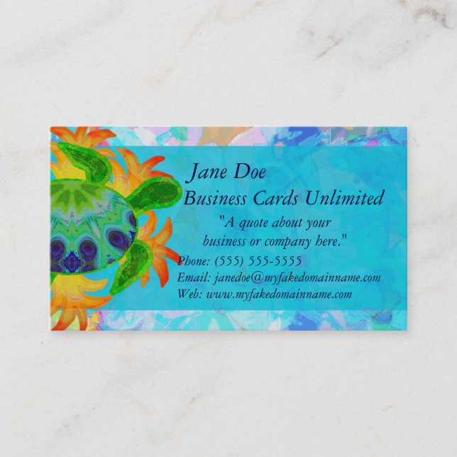 Plantilla de la tarjeta de visita de la tortuga de (Anverso)