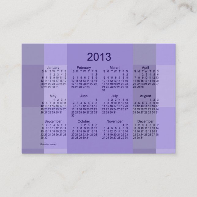 Plantilla de la tarjeta de visita del calendario (Anverso)