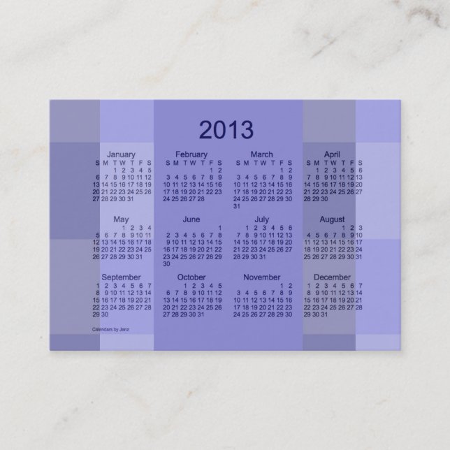 Plantilla de la tarjeta de visita del calendario (Anverso)